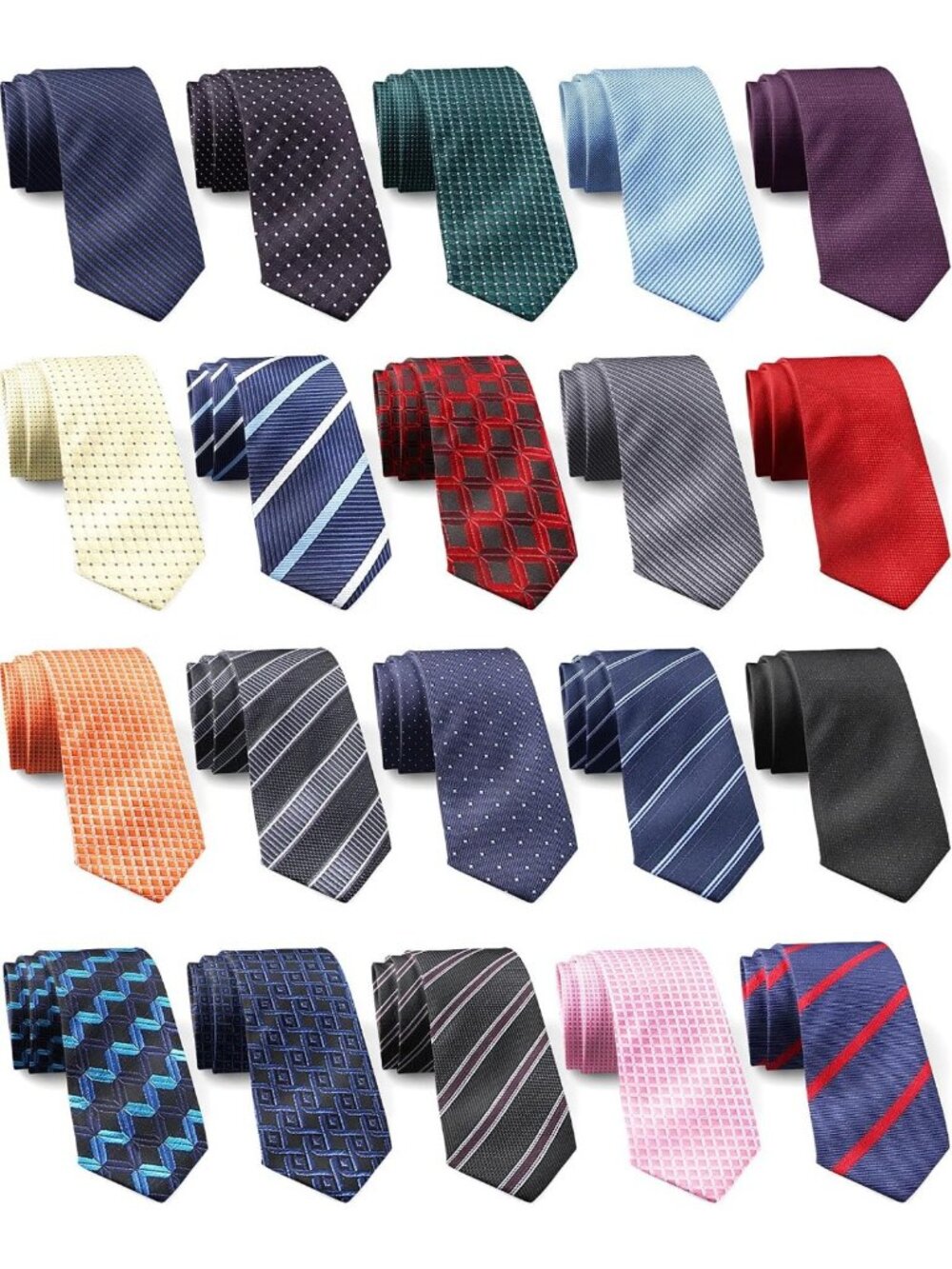 20 Pack Men's Silk Neckties Set - Stylish Ties for Formal & Casual Wear